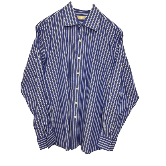 Michael Kors Button Down Shirt Men’s Blue White Striped Long Sleeve Size XL - Picture 2 of 6